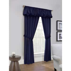 Prescott Navy Polyester Solid 80 in. W x 84 in. L Rod Pocket Indoor Room Darkening Curtain (5-Piece Set)