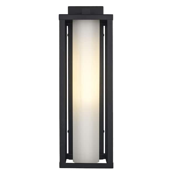 Bel Air Lighting Adler 18.75 in. 1-Light Black Outdoor Wall Light Fixture with Clear and Frosted Glass