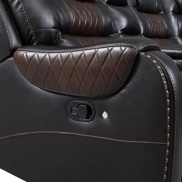 ●ONE BRILLIANT● XinaOB489Brown Xina-OB489-Brown Harper & Bright Designs 112.2 in. Faux Leather Symmetrical