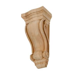 13 in. x 5-3/8 in. x 4-1/2 in. Unfinished Large North American Solid Cherry Classic Traditional Plain Wood Corbel