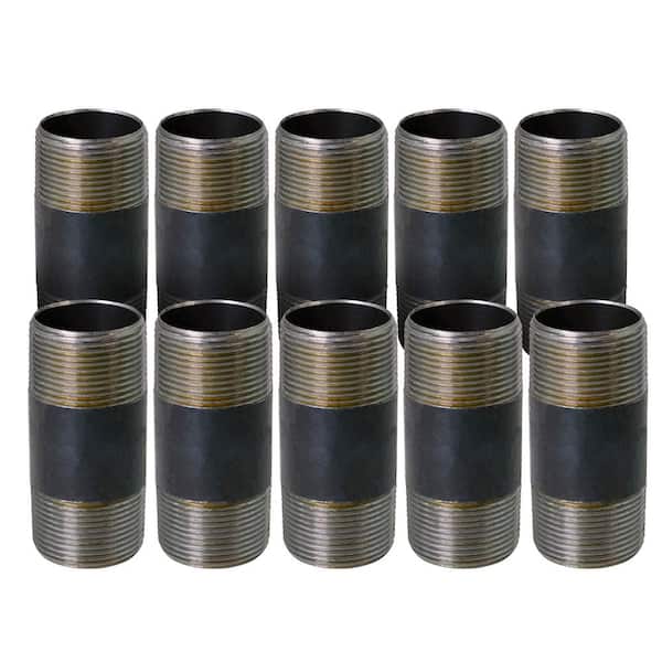 PLUMBFLEX Black Steel Pipe, 1-1/4 in. x 5 in. Nipple Fitting (10-Pack)
