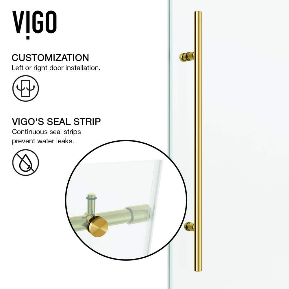 Elan E-Class 56-60" Frameless Sliding Shower Door in Matte Brushed Gold