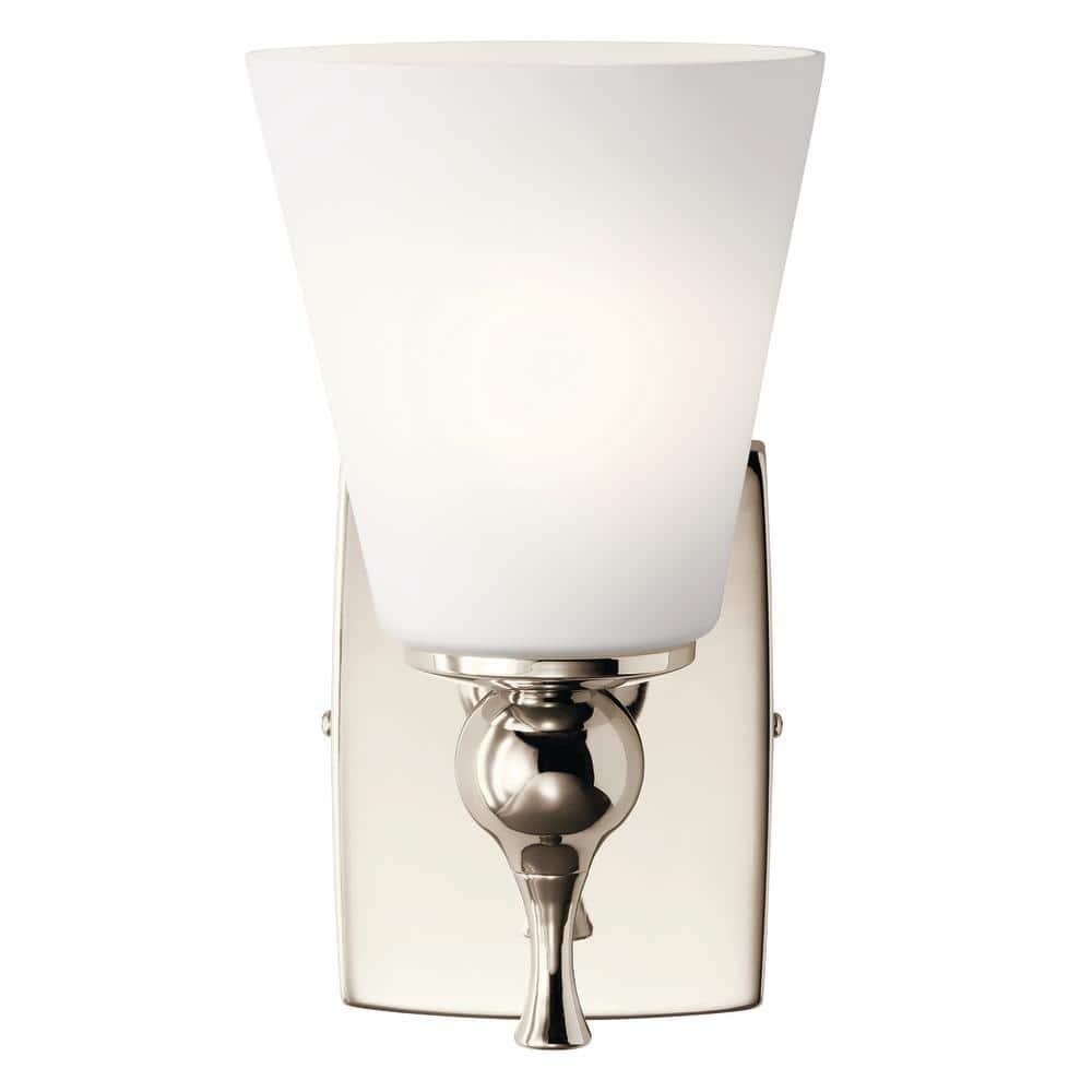 Polished Nickel 6'' Wall Sconce with Satin Etched Glass