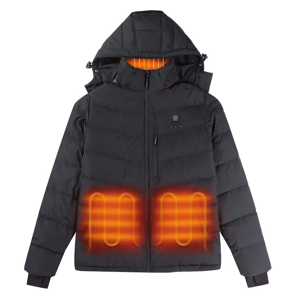 ORORO Men's 3XLarge Black 7.4Volt LithiumIon Heated Down Jacket with 90 Down Insulation and