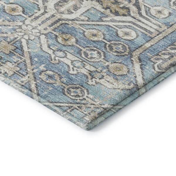 Mayfield Premium Machine Washable Abstract AMF2197 Sky 2 ft. x 7 ft. Runner Rug