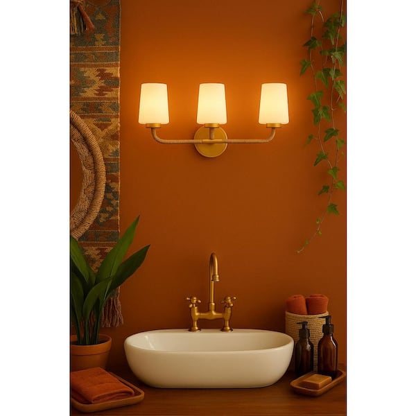 LARK Kline 23.75 in. 3 Light Lacquered Brass Vanity Light