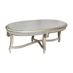 Jenny Mirrored Traditional 48 in. Coffee Table, Silver Bronze