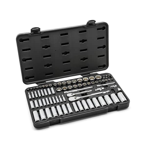 1/4 in. and 3/8 in. Drive 12-Point Standard & Deep SAE/Metric Ratchet and Socket Mechanics Tool Set (76-Piece)
