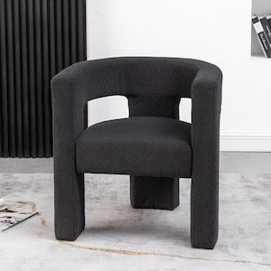Jet Black 28 in. Wide Boucle Upholstered Square Arm Chair
