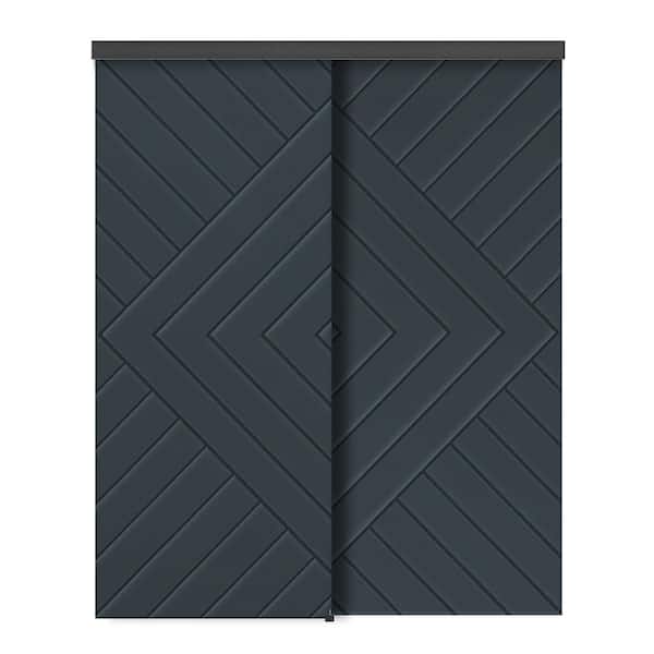 CALHOME 60 in. x 84 in. Hollow Core Charcoal Gray Stained Composite MDF Interior Double Closet Sliding Doors