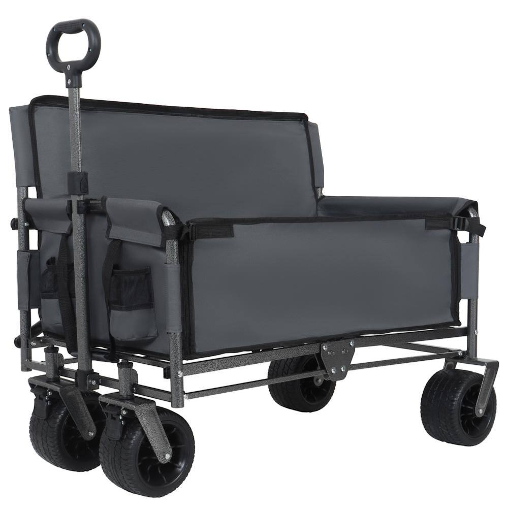 3-in-1 Convertible Folding Wagon with Bench Seat 500lbs 180L All-Terrain Wheels for Camping Beach Garden Gray price history on PriceWatchPro