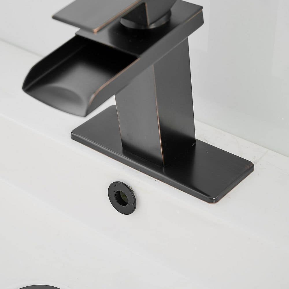 Oil-Rubbed Bronze Single-Handle Waterfall Bathroom Faucet