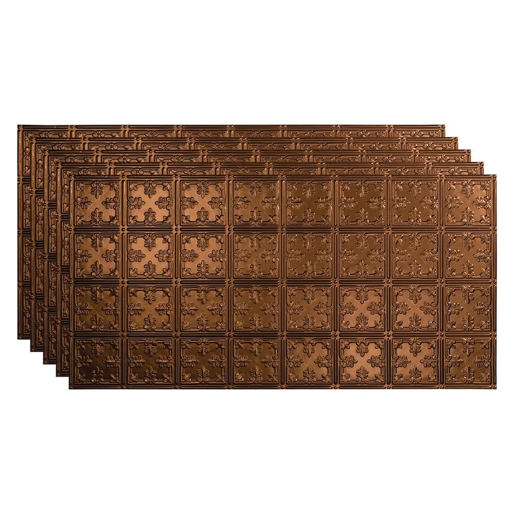 Fasade Traditional #10 2 ft. x 4 ft. Glue Up Vinyl Ceiling Tile in Oil Rubbed Bronze (40 sq. ft.)