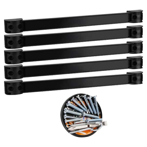 12 in. Black Alloy Steel Magnetic Tool Holder Wall Mount Rack Organizer 6 Piece for Garage Slatwall Workbench
