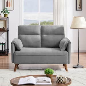 50.59 in W Square Arm Cotton Modern Loveseat Sofa in Light Gray