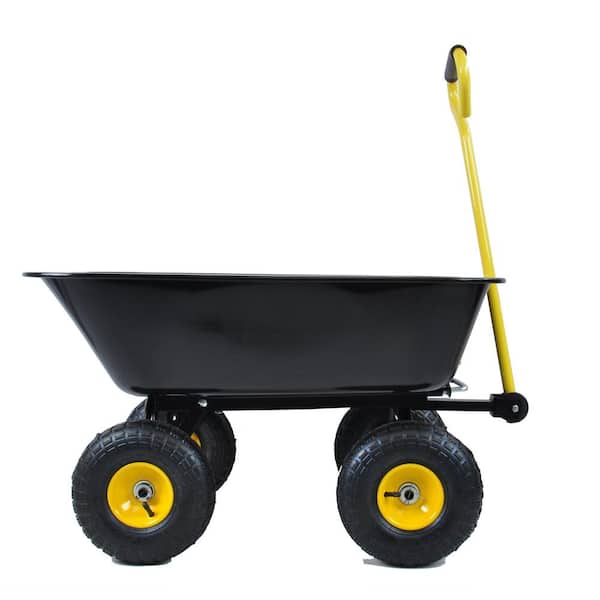 2.5 cu. ft. Black Metal Folding Garden Cart, Car Poly Garden Dump Truck With Steel Frame, 300 lbs. Capacity Body 55 l