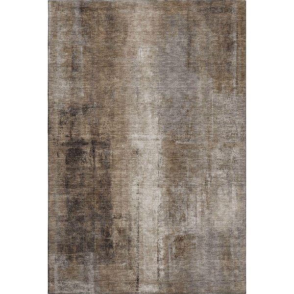 Mayfield Premium Machine Washable Abstract AMF1980 Brown 10 ft. x 14 ft. Area Rug