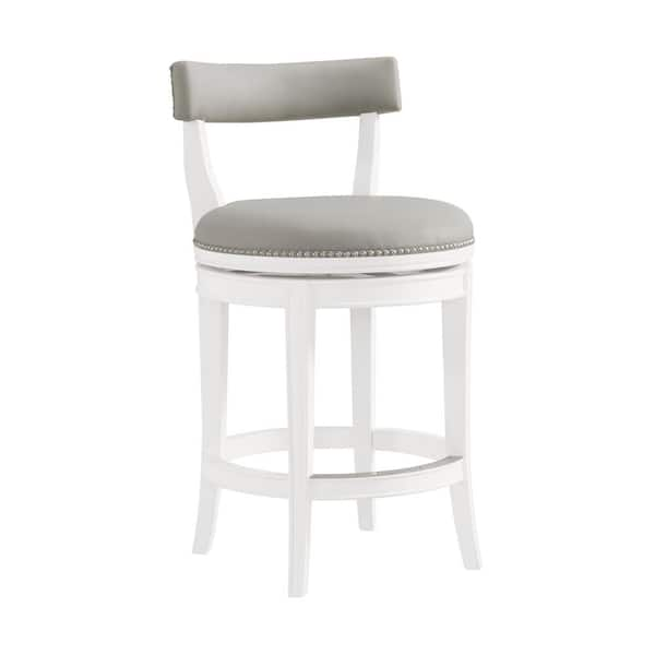 Alaterre Furniture Hanover 37 In White And Gray Rubberwood Swivel