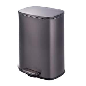 13.2 Gal. Stainless Steel Step-On Trash Can Rectangle, Black