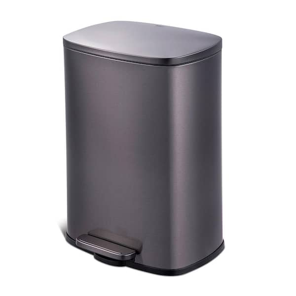 Stainless Steel Trash Can - Fingerprint Resistant, Soft Close, Step Lid - 7.9  Gallon - Lodging Kit Company