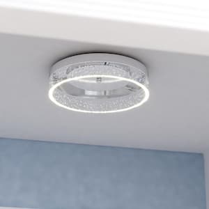 Vaughn 12 in. W Integrated LED Chrome Flush Mount Ceiling Light Fixture Clear Bubble Acrylic Shade