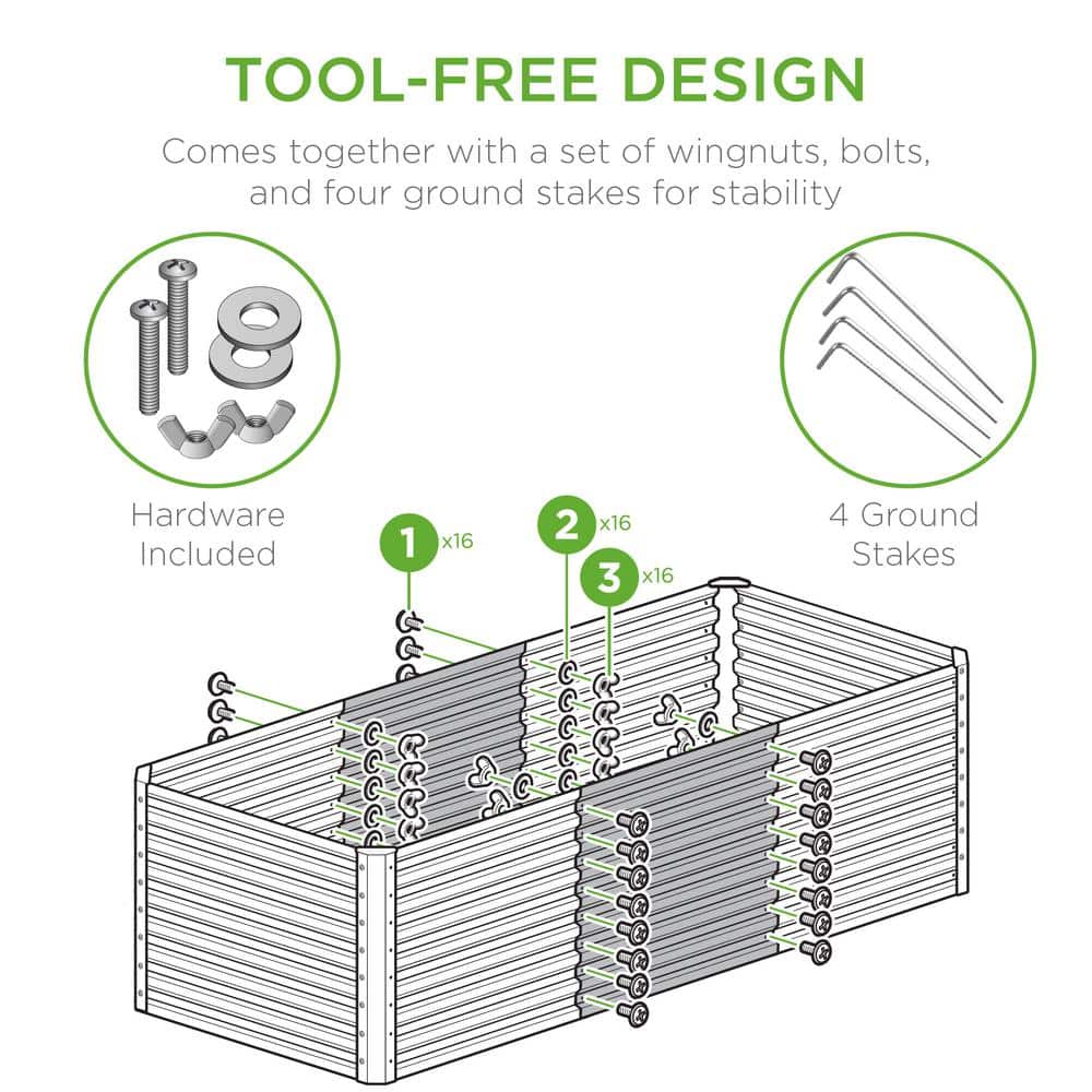 Sage Green 4x2x2ft Powder-Coated Steel Raised Garden Bed