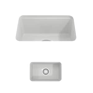 Sotto Drop-in/Undermount Fireclay 12 in. Single Bowl Kitchen Sink with Strainer in Matte White