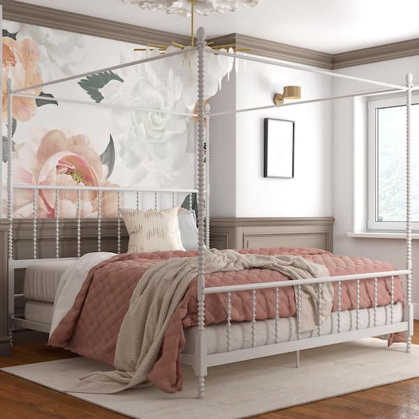 Dhp Emerson White Metal Canopy King, Metal Canopy California King Bed