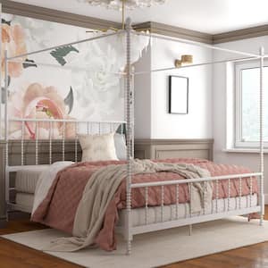 Emerson White Metal Canopy King Size Frame Bed