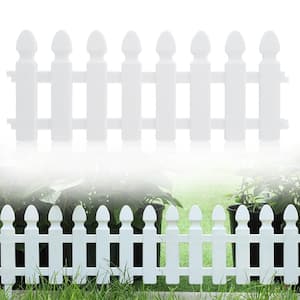 12 in. H x 19 in. W White Plastic Decorative Garden Border Fence (4 Pieces)