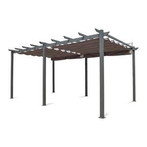 10 ft. x 10 ft. Grey Adjustable Aluminum Outdoor Gazebo with Removable Sun Shade Canopy