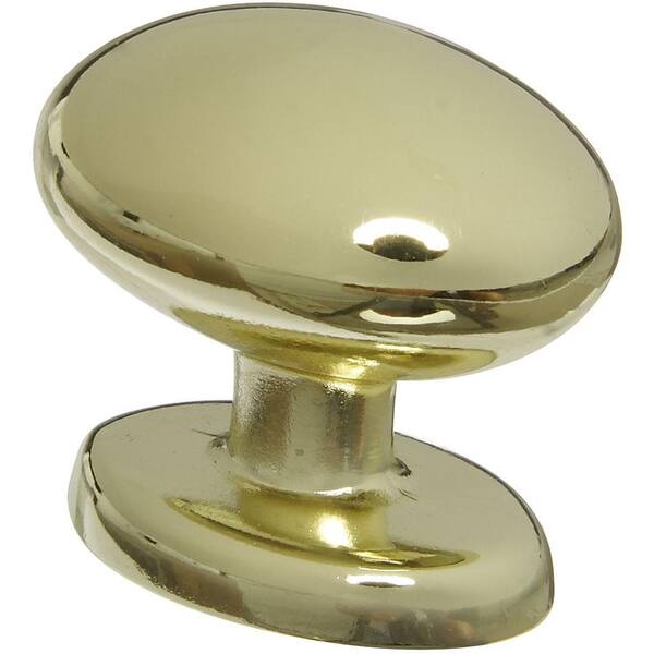 Stanley-National Hardware 1-1/3 in. Polished Brass Egg-Shaped Cabinet Knob
