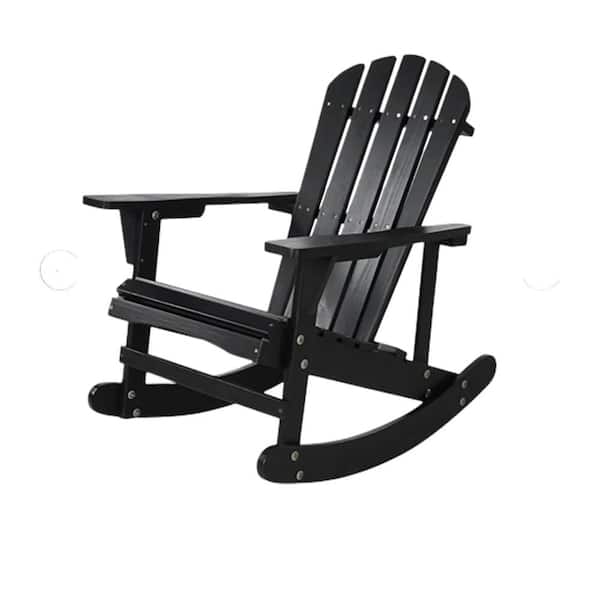 COOLSHARK Wood Adirondack Outdoor Rocking Chair with Backrest Inclination, High Backrest, Deep Contoured Seat, for Balcony, Porch