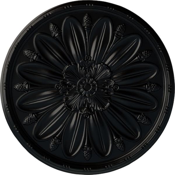 Ekena Millwork 1-7/8" x 40" x 40" Polyurethane Delfina Ceiling Medallion, Hand-Painted Jet Black