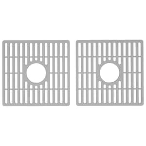 15 in. x 15 in. Silicone Bottom Grid for 36 in. Double Bowl Kitchen Sink in Gray (2-Pack)
