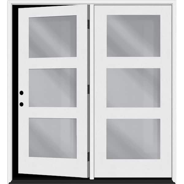 Regency 60 in. x 80 in. Modern 3L Equal ClrGlass Primed RH CenterHinged Unfinished Fiberglass Retro Patio Door w/6"Jamb