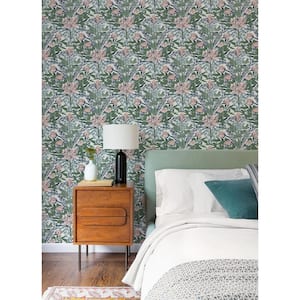 Soft Multi Blue Moody June Blooms Vinyl Peel and Stick Wallpaper