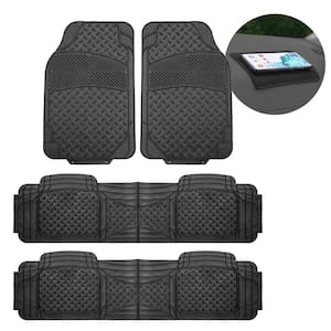 Black 3-Row Heavy-Duty Liners Vinyl Trimmable Car Floor Mats - Universal Fit for Cars, SUVs, Vans and Trucks - Full Set