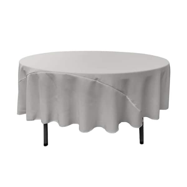LA Linen 90 in. Round Light Gray Polyester Poplin Tablecloth