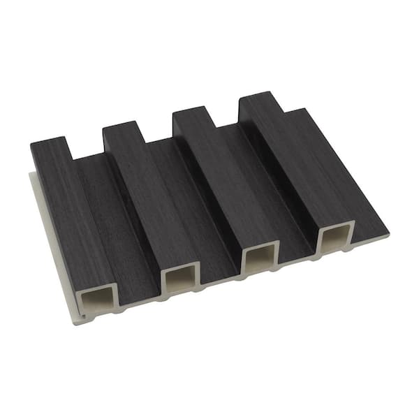 sunwings Charcoal 6 in. x 4 in. x 0.83 in. WPC 3D Wood Wall Paneling for Interior Wall Decor (0.19 sq. ft.)