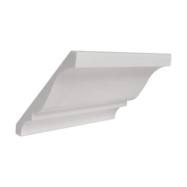American Pro Decor WM 45 3-3/4 in. x 3-3/4 in. x 6 in. Long Plain Recycled Polystyrene Crown Moulding Sample