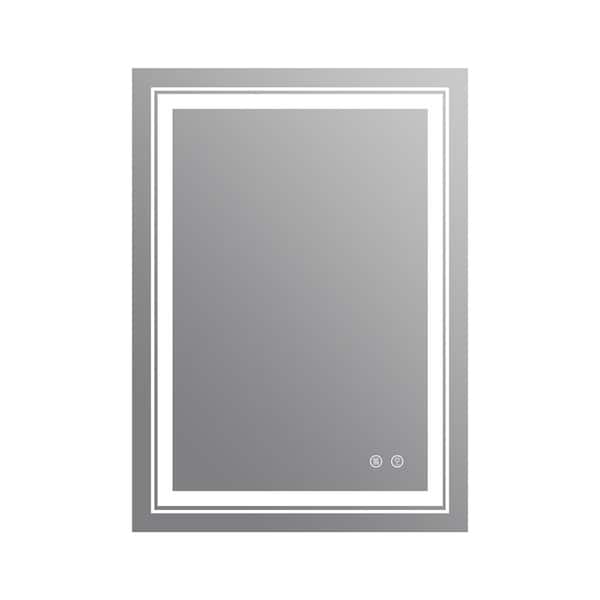 Unbranded 20 in. W x 28 in. H Rectangular Frameless Anti Fog LED Light Wall-Mounted Bathroom Vanity Mirror in Silver