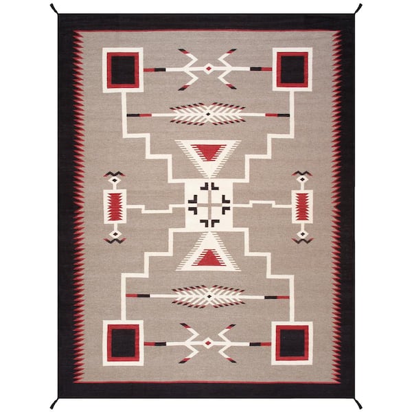 Pasargad Home Tuscany Mocha 8 ft. x 10 ft. Geometric Wool Area Rug