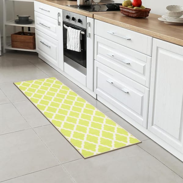 Kitchen Floor Mat With Moroccan Tiles Design in Olive Green, Tuquoise and  Beige. Kithcen Rug, Door Mat or Pet Mat. 