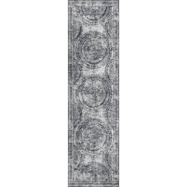 Addison Rugs Modena Pewter 2 ft. 3 in. x 7 ft. 6 in. Medallion Runner Rug