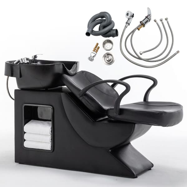 Seafuloy PU Leather Reclining Tilt Ergonomic Shampoo Bowl and