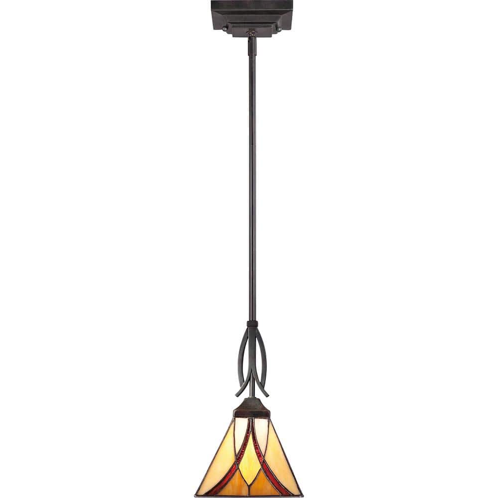 Asheville Valiant Bronze Tiffany Glass Mini Pendant Light