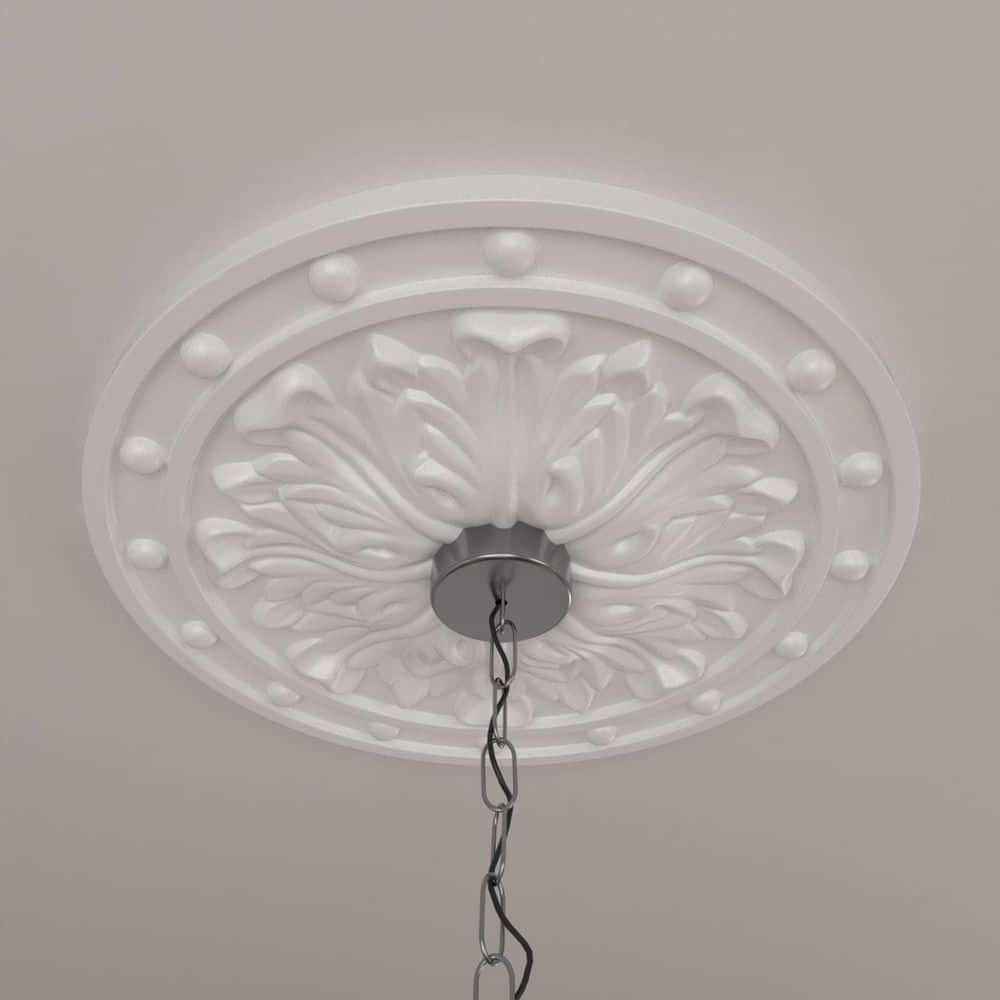 Primed Polyurethane Acanthus Leaf Ceiling Medallion, 20.5"