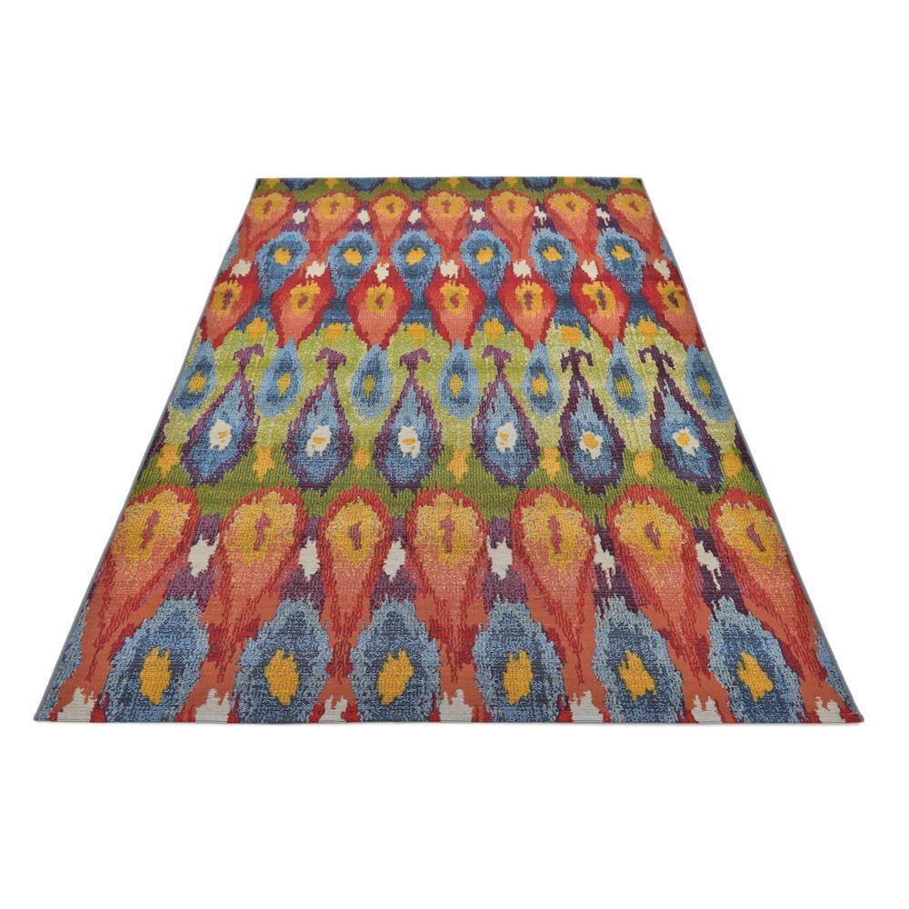 Vibrant Modern Abstract 5'3" x 8' Outdoor Flatweave Rug