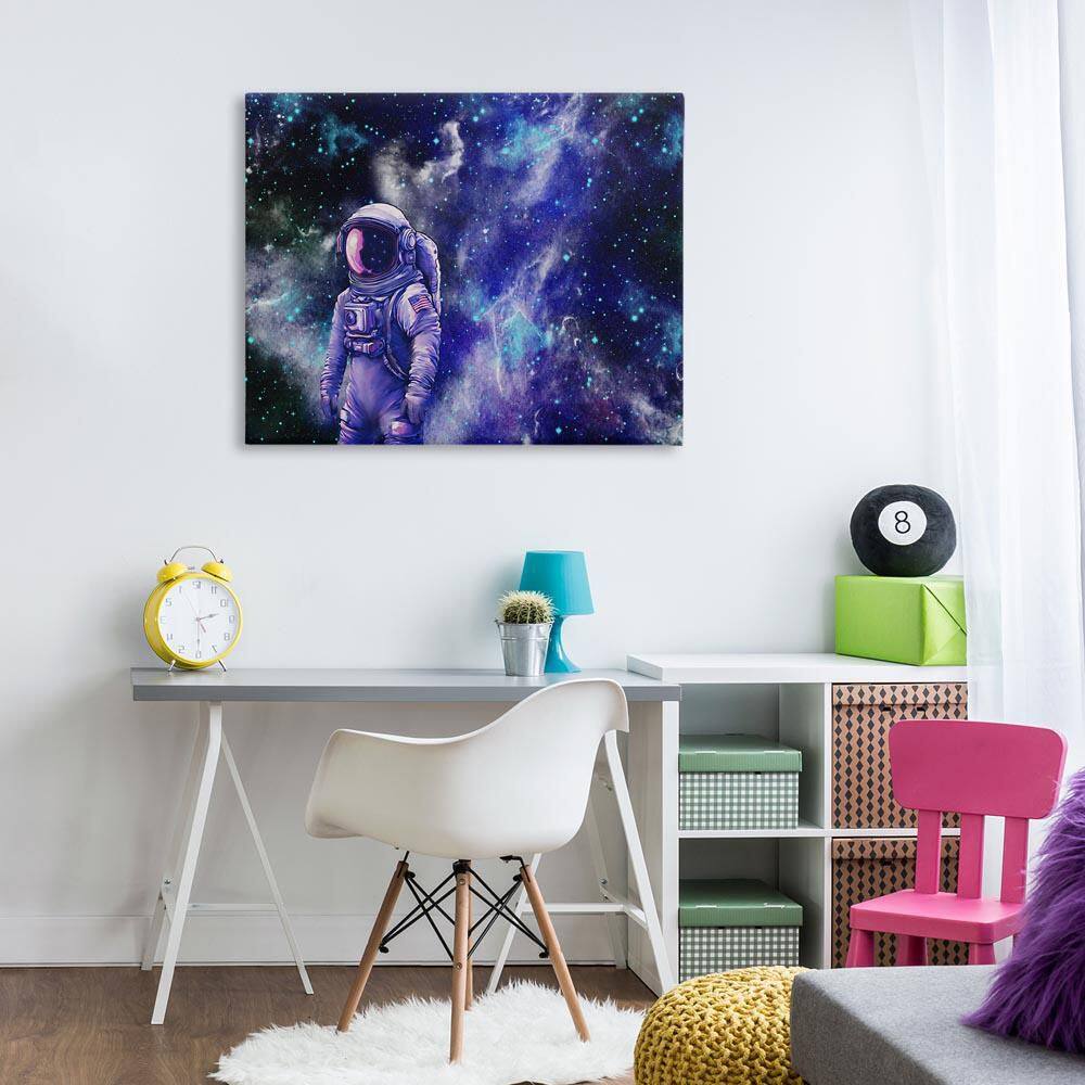 Astronaut with Blue Nebula by Jesse Keith Unframed Abstract Graphic Art Print 30 in. x 40 in. price history on PriceWatchPro